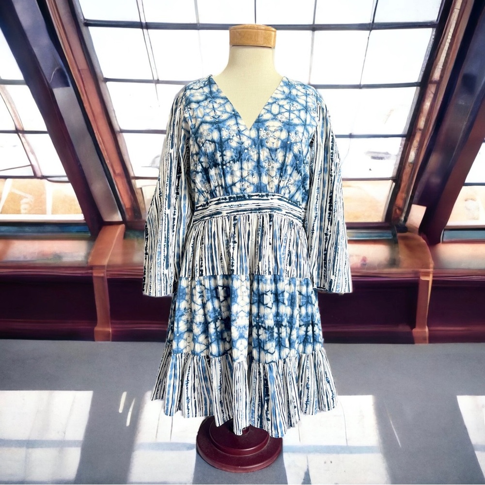 Anthropologie Behati Not So Serious by Pallavi Mohan Tie Dye Tiered Mini Dress